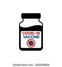 Covid-19 Vaccine Black Icon ,Vector Illustration, Isolate On White Background Label. EPS10