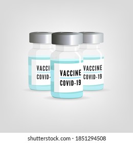 Covid-19 vaccine in a bottle. Vaccine effective treatment for COVID-19 coronavirus.