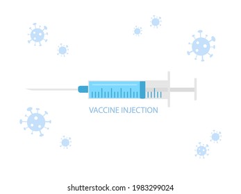 Covid-19 vaccine bottle Vaccine injection with a medical syringe for Treatment of Coronavirus. flat vector illustration