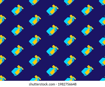 Covid-19 vaccine bottle and syringe seamless pattern, Vaccination Campaign concept design illustration isolated on blue background