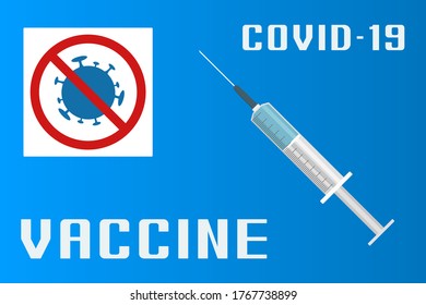 COVID-19 vaccine. Cartoon style poster. Vector.