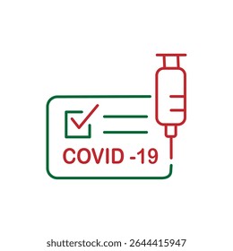 Ícone do Certificado de Vacina contra a Covid-19 Documento De Vacinação. Ilustração de vetor