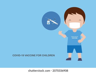 Covid-19 vaccine for children. Messenger RNA approved for vaccination in young child. Vector illustration.