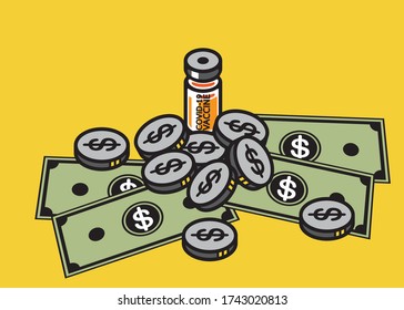Covid-19 Vaccine Concept, Advertising, Illustration design. art, line, drawing, cartoon, funny