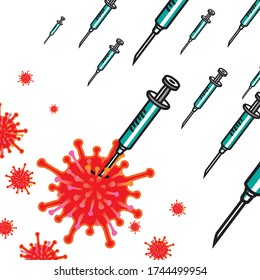 Covid-19 Vaccine Concept, Covid-19 Vaccine vector set, Illustration design, pattern, art, line, drawing, cartoon, funny.