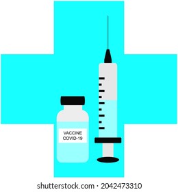 covid-19 vaccine with health symbol background. vector illustration