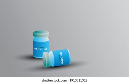 covid-19 vaccine injection bottles vector with free space for text