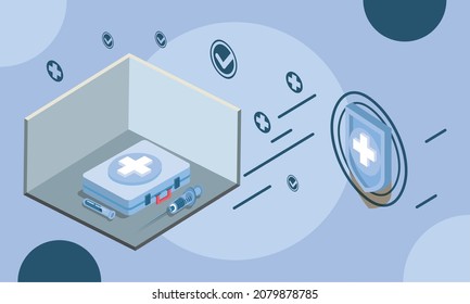 Covid19 Vaccine Isometric Set Icons