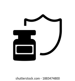 COVID-19 Vaccine, Line Icon on Isolated Background. Corona Virus, Healthcare, Infection Concept Icon. Shield