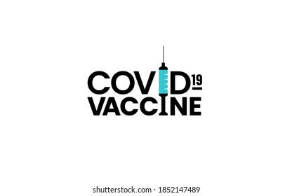 Covid-19 Vaccine logo design. Vector typography design. Isolated logo design on white background. Medicine for coronavirus.