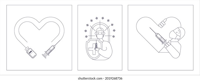 covid-19 vaccine logo icon. a vaccine that protects life. the concept of saving the life of the population from the virus. picture of a doctor with a syringe with a vaccine