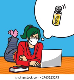 COVID-19 Vaccine lovers Concept, Illustration design, pattern, art, line, drawing, cartoon, funny.