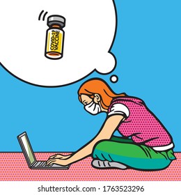 COVID-19 Vaccine lovers Concept, Illustration design, pattern, art, line, drawing, cartoon, funny.