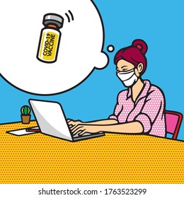 COVID-19 Vaccine lovers Concept, Illustration design, pattern, art, line, drawing, cartoon, funny.