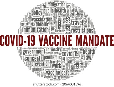 Covid-19 Vaccine Mandate vector illustration word cloud isolated on white background.