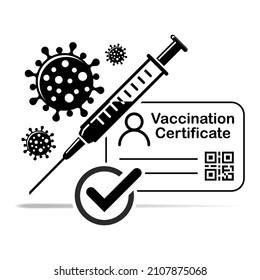 COVID-19 vaccine passport icon. Vaccination certificate against coronavirus with check mark, medical card or passport for travel in time pandemic. Vector on transparent background