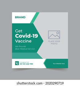 Covid-19 Vaccine Social Media Post Template Design and Medical Social Media Banner Design and web banner template