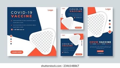 Covid-19 Vaccine Social Media Post for Online Marketing Promotion Banner, Story and Web Internet Ads Flyer