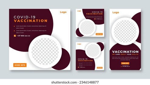 Covid-19 Vaccine Social Media Post for Online Marketing Promotion Banner, Story and Web Internet Ads Flyer
