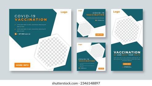 Covid-19 Vaccine Social Media Post for Online Marketing Promotion Banner, Story and Web Internet Ads Flyer