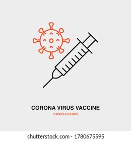 COVID-19 Vaccine, Syringe Colored Line Icon on Isolated Background. COVID-19, Corona Virus, Healthcare, Infection Concept Icon.