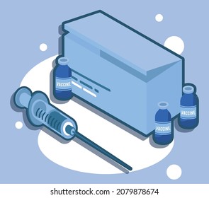 covid19 vaccine syringe isometric icons