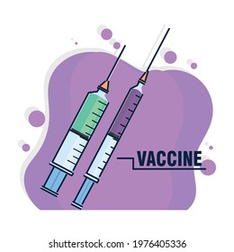 Covid-19 vaccine in a syringe Vaccination time - Vector