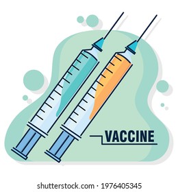 Covid-19 vaccine in a syringe Vaccination time - Vector