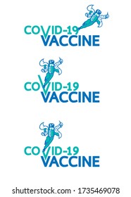 Covid-19 Vaccine vector set. Covid-19 Vaccine Concept, Illustration design. art, line, drawing, cartoon, funny.