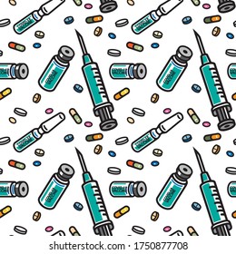 Covid-19 Vaccine vector set. Covid-19 Vaccine Concept, Illustration design, pattern, art, line, drawing, cartoon, funny.