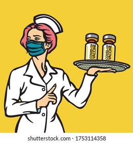 Covid-19 Vaccine vector set. Covid-19 Vaccine Concept, Illustration design, pattern, art, line, drawing, cartoon, funny.