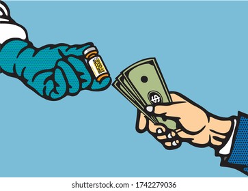 Covid-19 Vaccine vector set, hand vector, Magic hand Concept, Illustration design. art, line, drawing, cartoon, funny,

