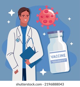 covid19 vaccine vial and doctor