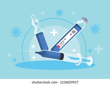 covid19 vaccine vials and syringe