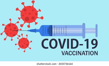 Covid-19 vacctination banner. Population protection medical concept. Vector illustration