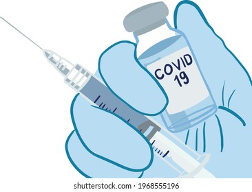 Covid-19 vacine. Vector illustration of coronavirus meadicine treatment. Stop covid-19 illustration isolated on white. 