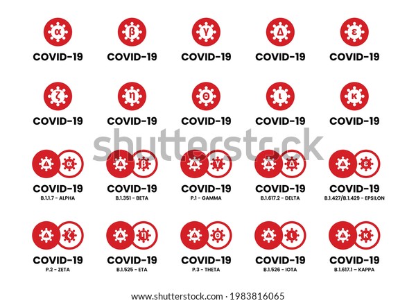 Covid19 Variant Names Greek Alphabet Coronavirus Stock Vector Royalty Free 1983816065