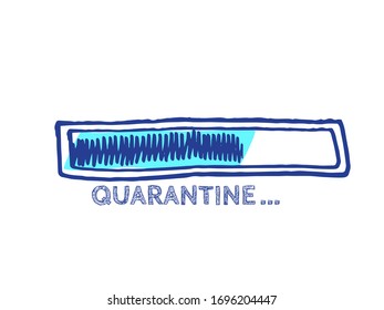 COVID-19 Vector Hand Drawn Loader. Infographic Element with 90% Complete Indicator. Website Sketch Bar with Adjustable Fill Part. The End of Coronavirus Progress Bar Status.  Quarantine Illustration.