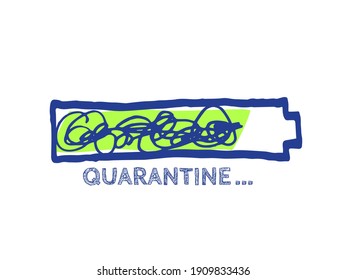 COVID-19 Vector Hand Drawn Loader. Quarantine Illustration. Infographic Element with 90% Complete Indicator. Website Sketch Bar with Adjustable Fill Part. The End of Coronavirus Progress Bar Status. 
