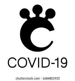 COVID-19 vector icon, logo. Black and white 