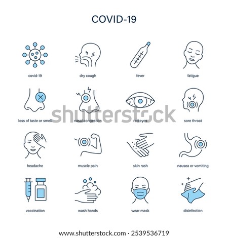 Covid-19 vector icon set. Medical icons.