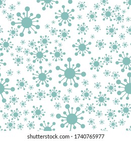 COVID-19 vector, virus vector, coronavirus, be aware COVID-19 wrapping paper, light green color in pastel tone, virus icon, white transparent vector background, vaccine ready, packaging design vector