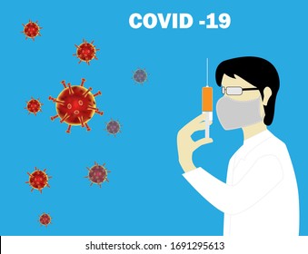 Ilustración de virus del vector Covid-19 para diversos trabajos relacionados