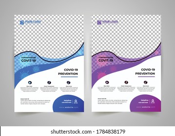 COVID-19 virtual conference flyer template design, Medical Flyer Template, medical brochure, annual report, flyer design templates in A4 size, Medical product sale or coronavirus COVID-19,  EPS