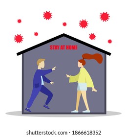 Covid-19 virus in air. Staying home, self quarantine. Protect from viruses