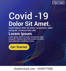 Covid-19 Virus banner template concept. flow wave background. for invite people to stay at home.creative design vector ads 