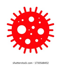 Covid-19 Virus Cell Icon. Coronavirus Red Vector. Virus also known as nCOV, MERS-CoV, Novel. Respiratory Syndrome Disease Pathogen.