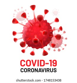 Células del virus Covid-19. Infección médica por virus, epidemia de peligro de coronavirus y brote mundial, ilustración vectorial, afiche de pancarta médica con glóbulos rojos