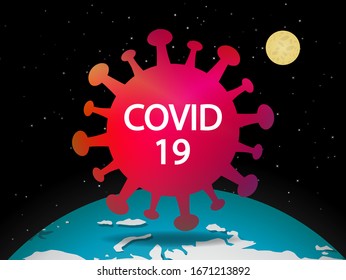 Covid19 Virus coming to attack our world, vector