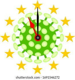 COVID-19 Virus Europe pandemic with Clock